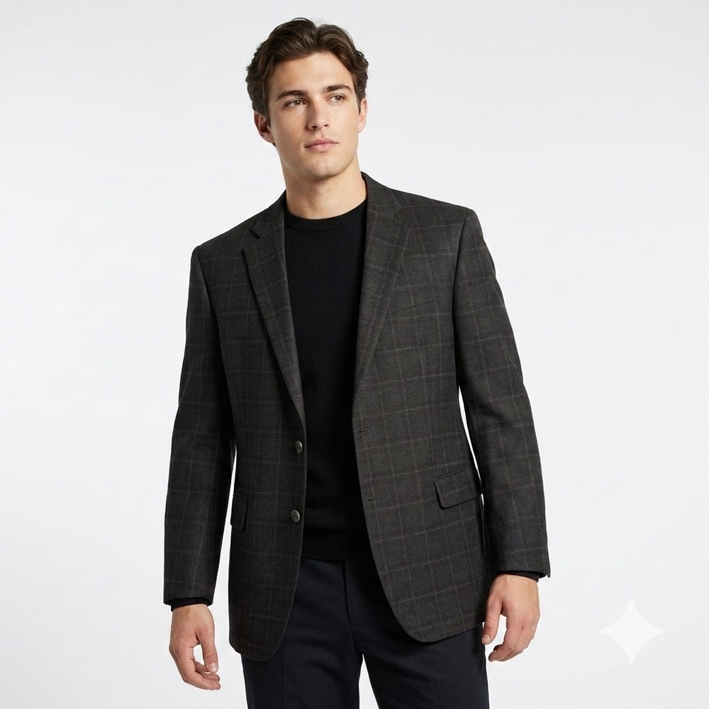 Brooks Brothers Men’s 1818 Madison Wool Windowpane Blazer 46L